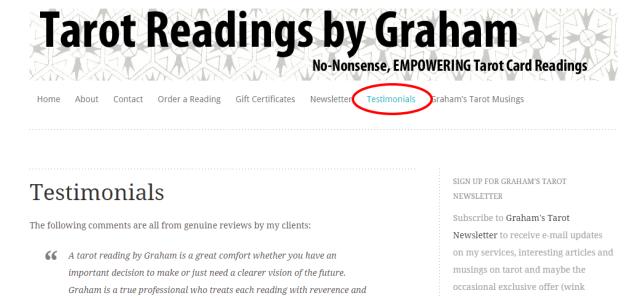 Testimonials Tarot Readings by Graham
